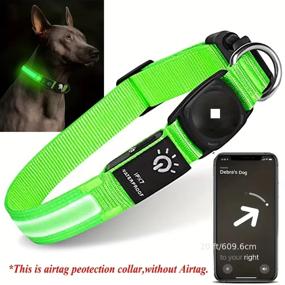 Per Airtag collare per cani GPS Finder impermeabile Led collare luce USB ricaricabile nuoto notte per Apple Air Tag Tracker Case