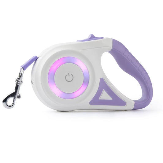 Guinzaglio per cani retrattile automatico da 5M con torcia a Led guinzaglio in Nylon resistente per cani da compagnia corda da corsa regolabile da passeggio