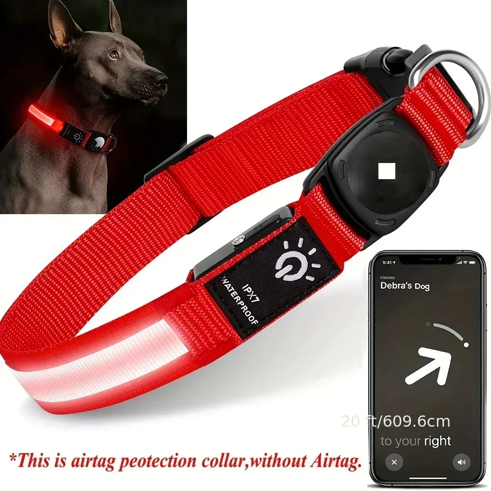 Per Airtag collare per cani GPS Finder impermeabile Led collare luce USB ricaricabile nuoto notte per Apple Air Tag Tracker Case