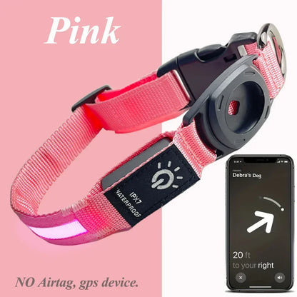 Per Airtag collare per cani GPS Finder impermeabile Led collare luce USB ricaricabile nuoto notte per Apple Air Tag Tracker Case