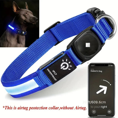 Per Airtag collare per cani GPS Finder impermeabile Led collare luce USB ricaricabile nuoto notte per Apple Air Tag Tracker Case