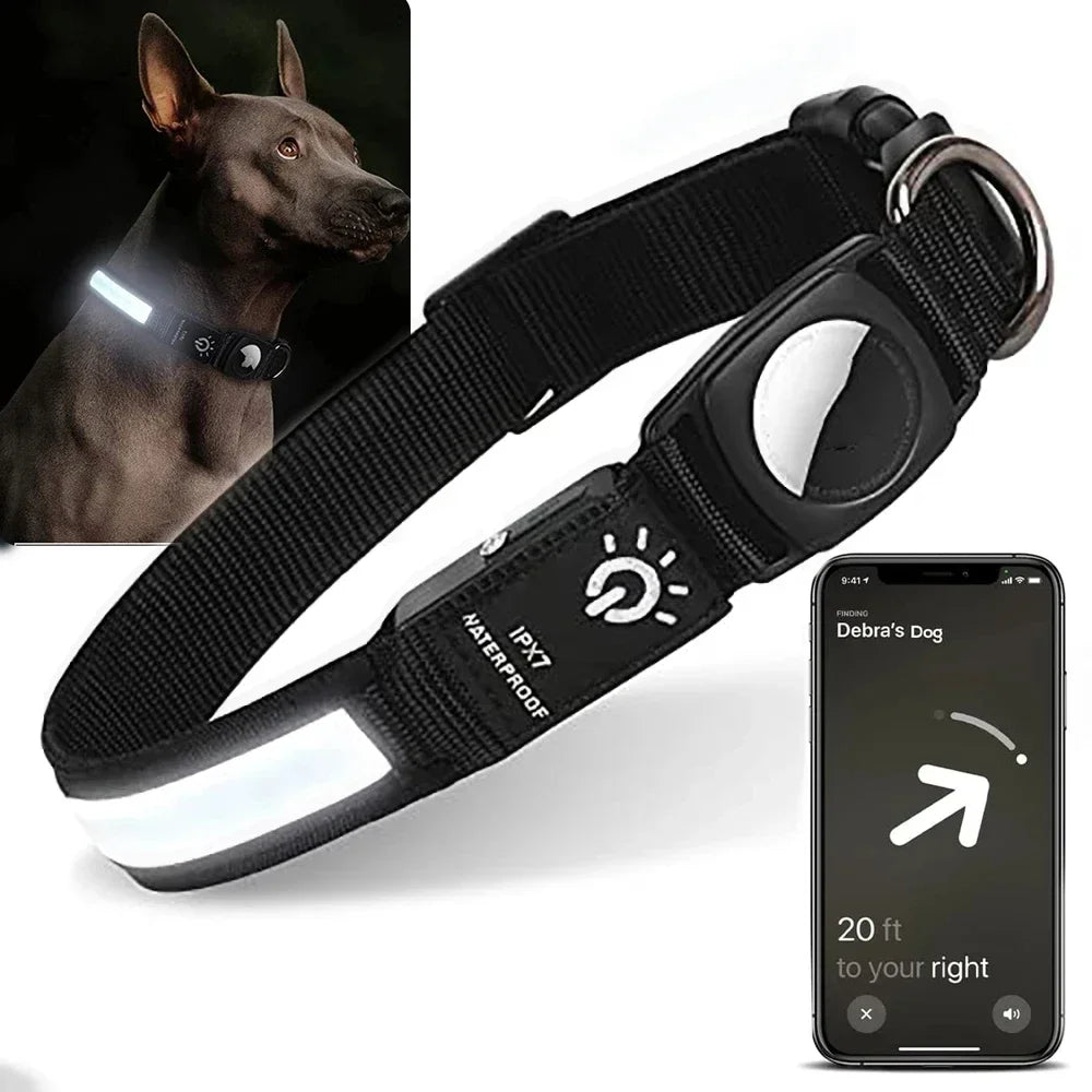 Per Airtag collare per cani GPS Finder impermeabile Led collare luce USB ricaricabile nuoto notte per Apple Air Tag Tracker Case